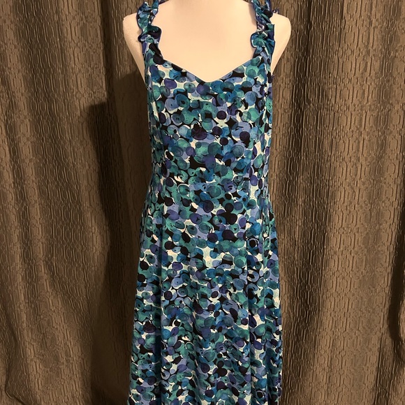 dressbarn Blue and Green Patterned Midi Dress with Bolero dressbarn Blue and Green Patterned Midi Dress with Bolero